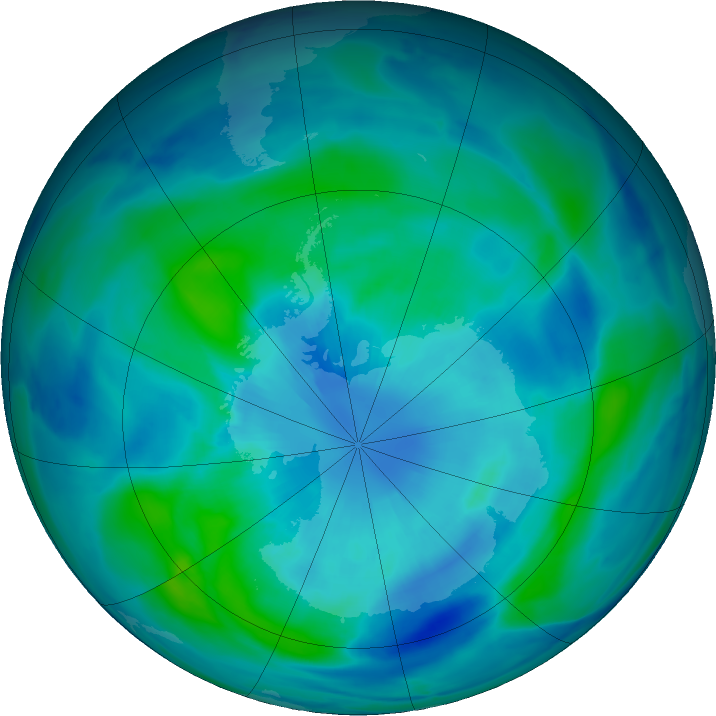 Antarctic ozone map for 26 March 2023